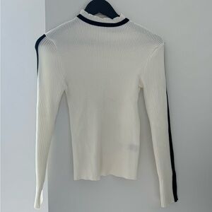 SHEIN White Ribbed Long Sleeve Top with Stripe